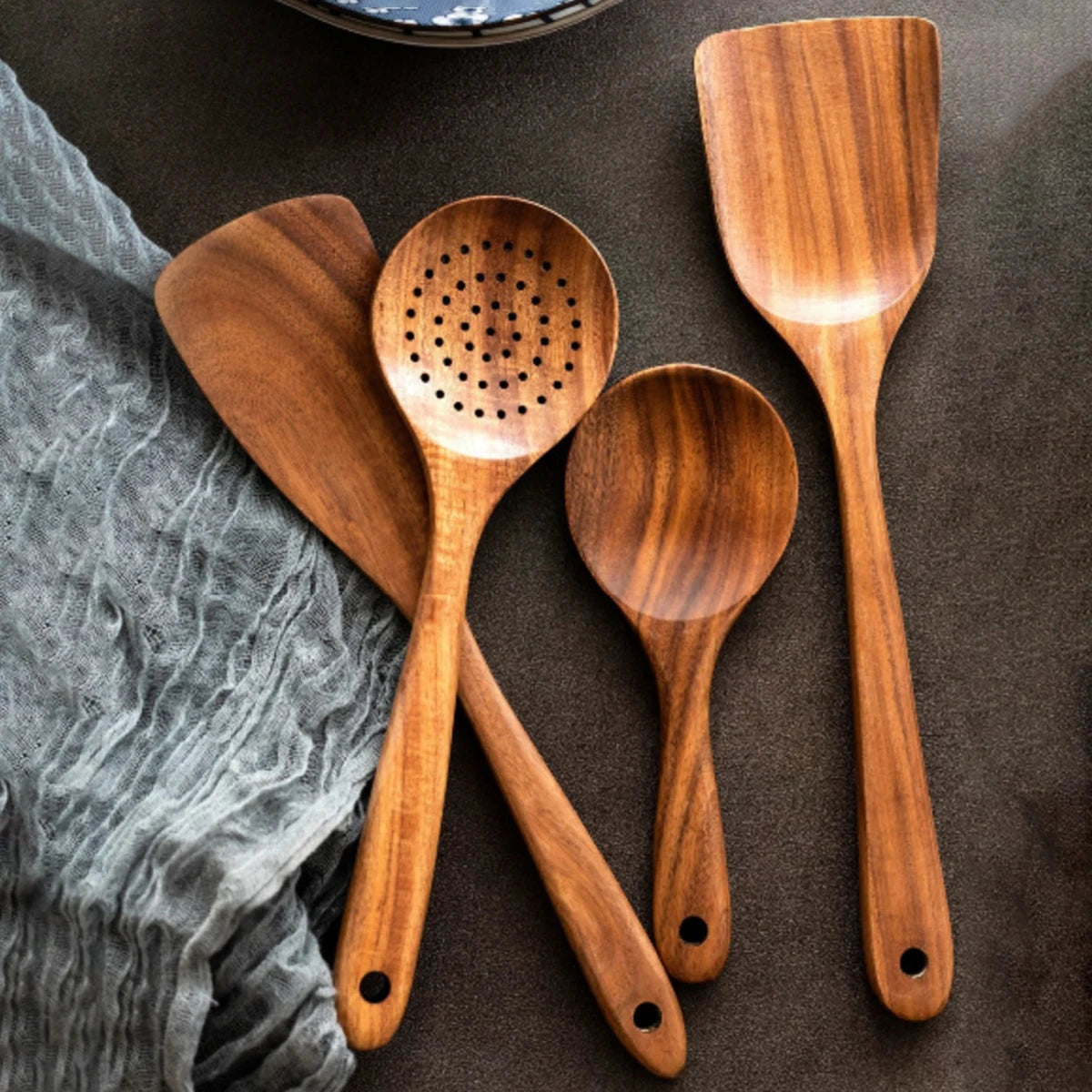 Wood kitchenware cooking set