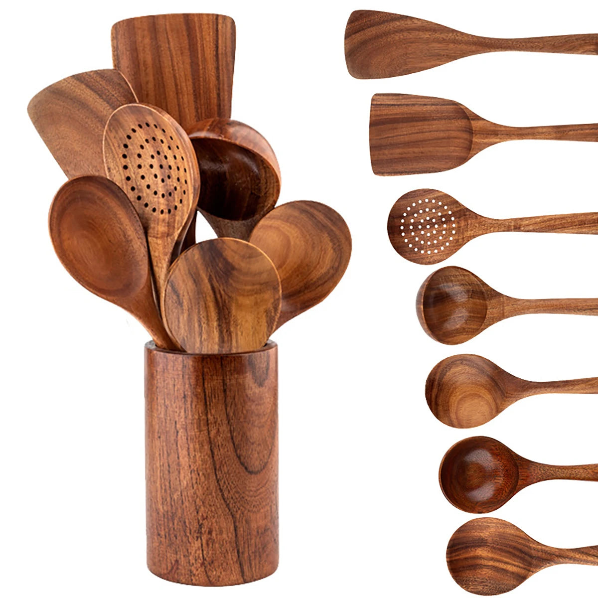 Wood kitchenware cooking set