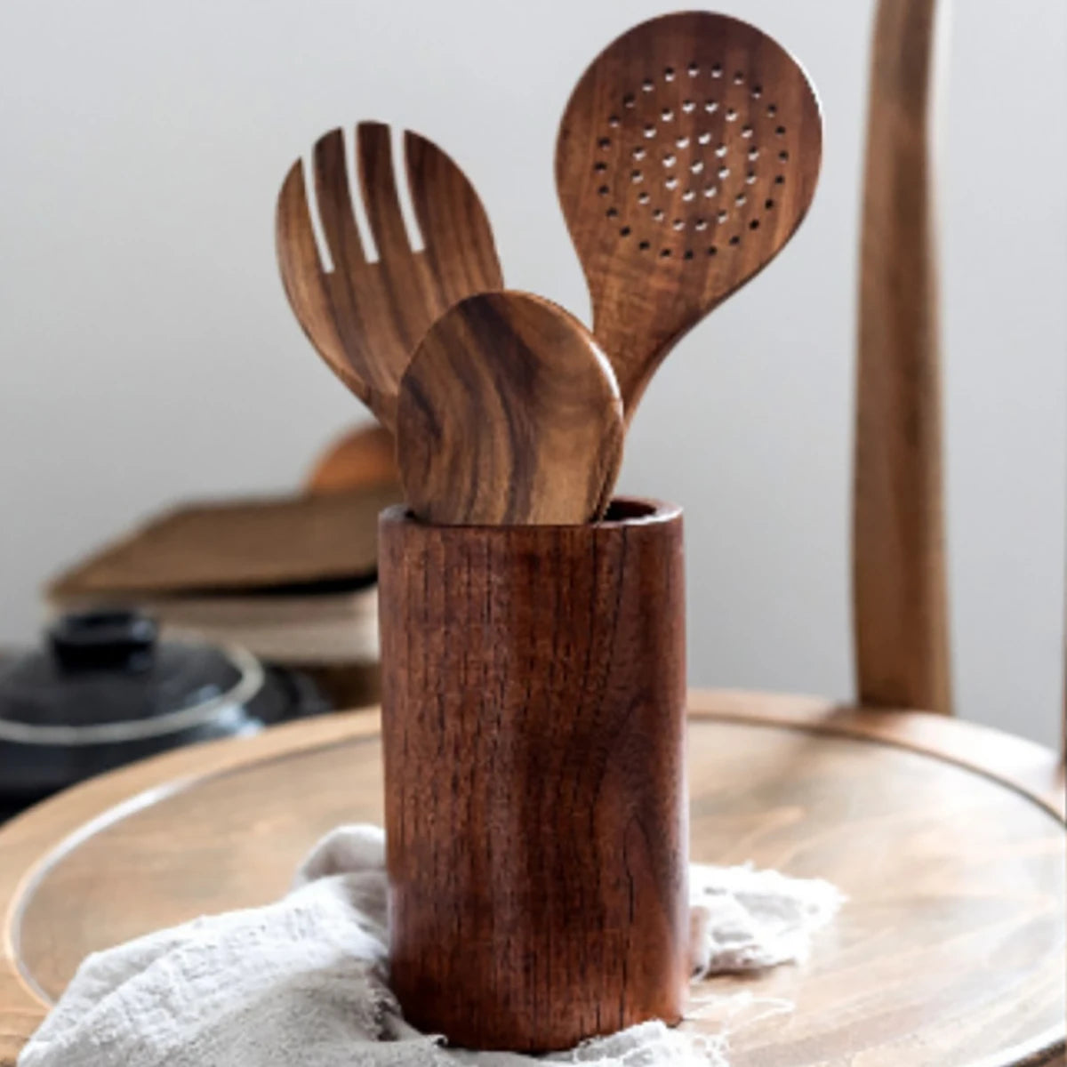 Wood kitchenware cooking set