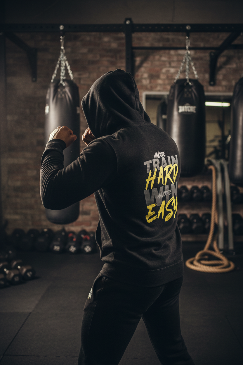 Athlete wearing MAVCORE Train Hard Win Easy Hoodie